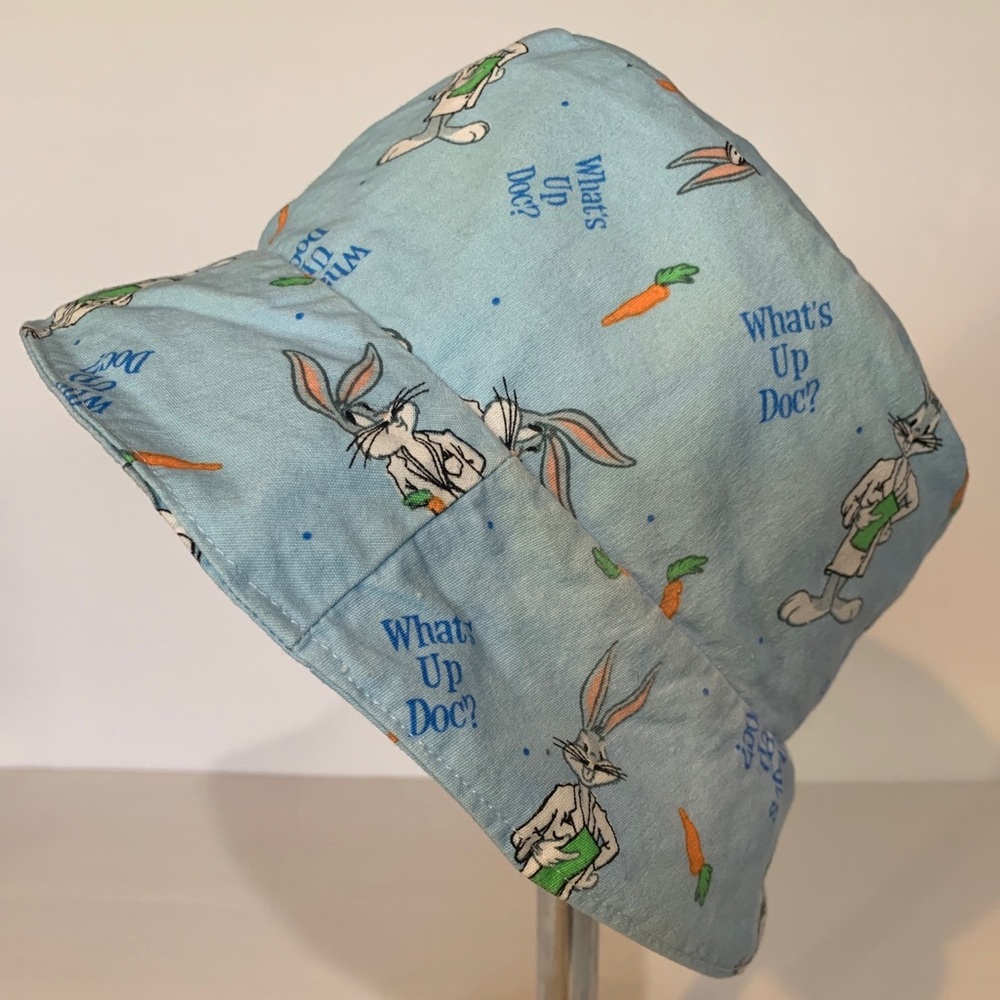 Sun Hat Kids 3-5 Years Bucket Hat Blue Buds Bunny What’s Up Doc? Double Sided